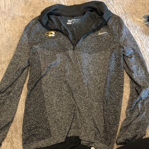 nike long sleeve pullover zip up with mizzou logo